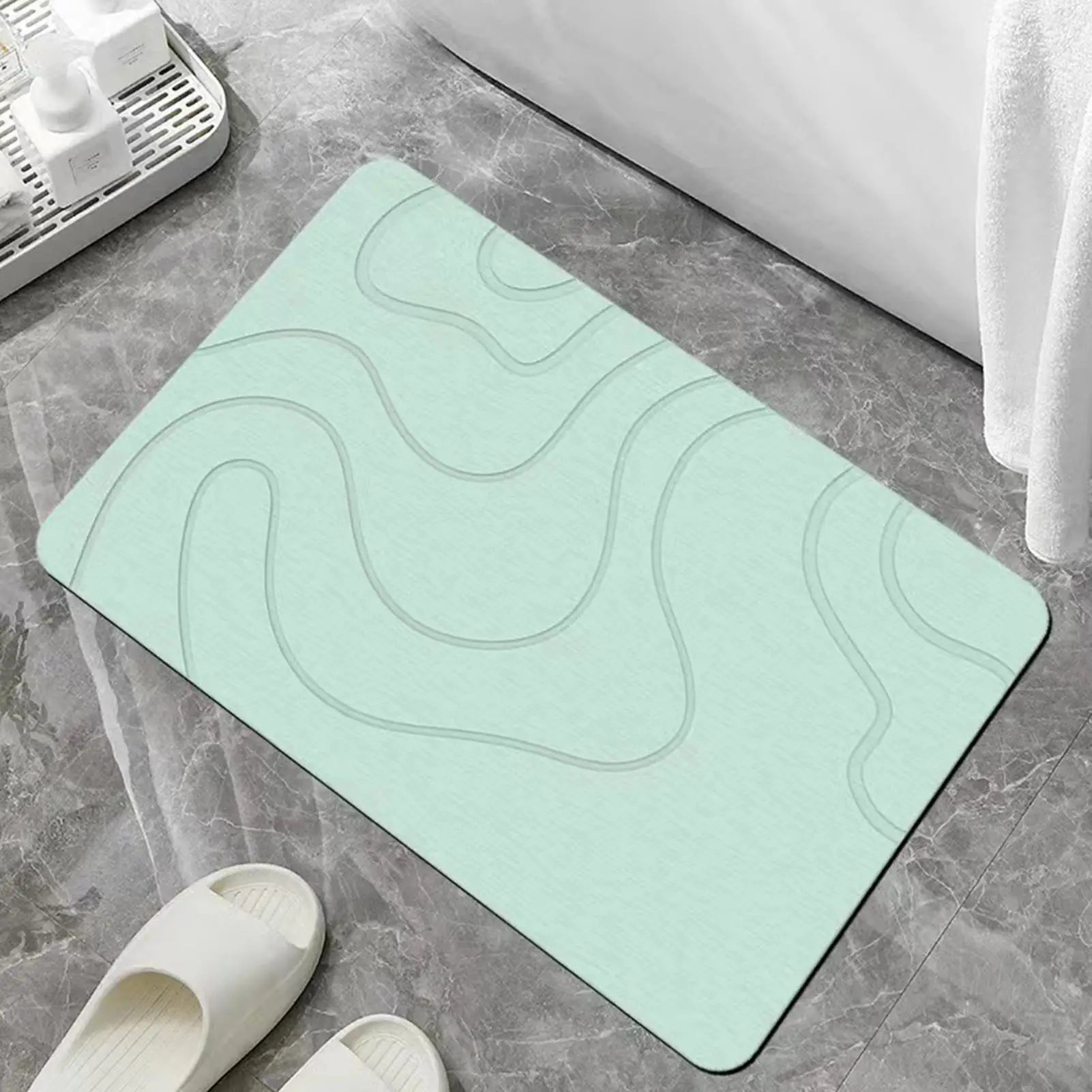 

Diatomite Stone Bath Mat Water Absorption Quick Drying Diatomite Stone Shower Mat Absorbent Anti Slip Floor Mat Toilet Rug