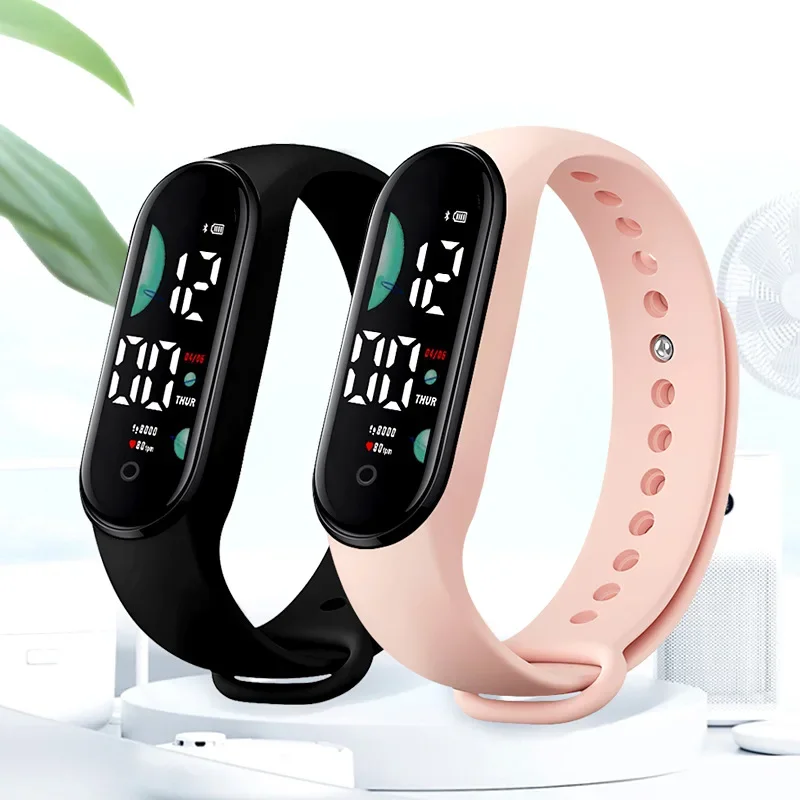 Relógio de pulso digital LED eletrônico feminino, relógio esportivo impermeável, pulseira simples de silicone, relógio casual, moda