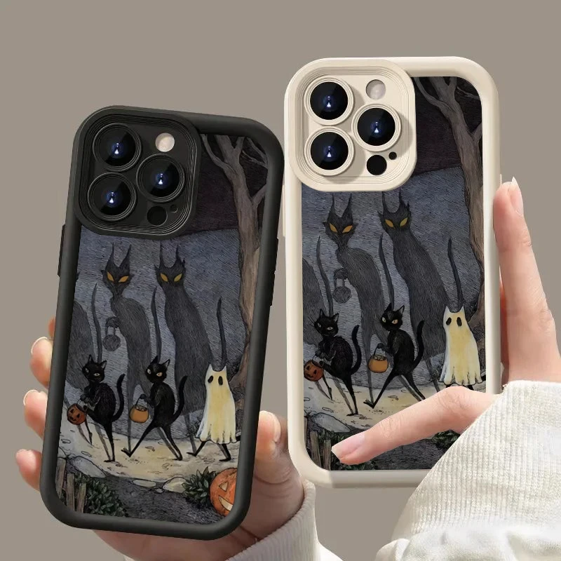Креативный чехол для телефона Dark Funny Monster Cat Fox для iPhone 17, 16, 15, 14, 13, 11, 12 Pro Max 7, 8 Plus, противоударная задняя крышка