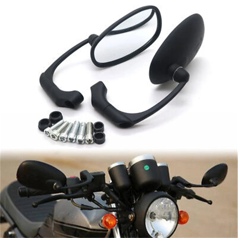 

2pcs Motorcycle Black/Chrome Retro Oval Rearview Side Mirror For GN/ CG Cafe Racer Custom