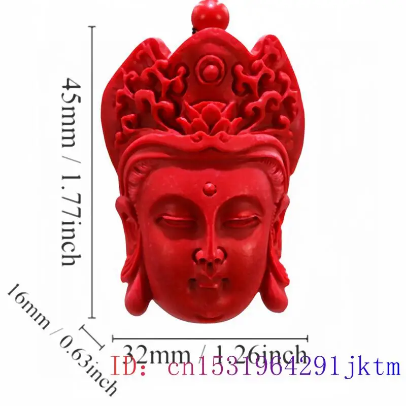 Cinnabar Guanyin Pendant Chinese Amulet Carved Energy Accessories Talismans Vintage Jewelry Stone Real Red Designer Gemstone