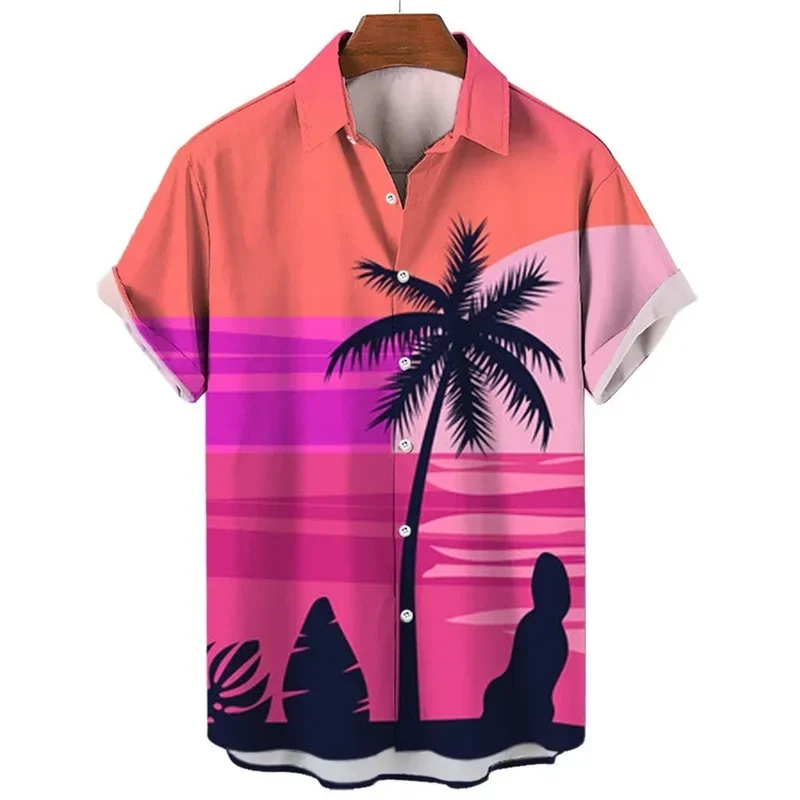 

2024 New Hawaiian Flower Shirt Men's Digital Printed Shirt Fashion casual Top men clothing streetwear summer sale