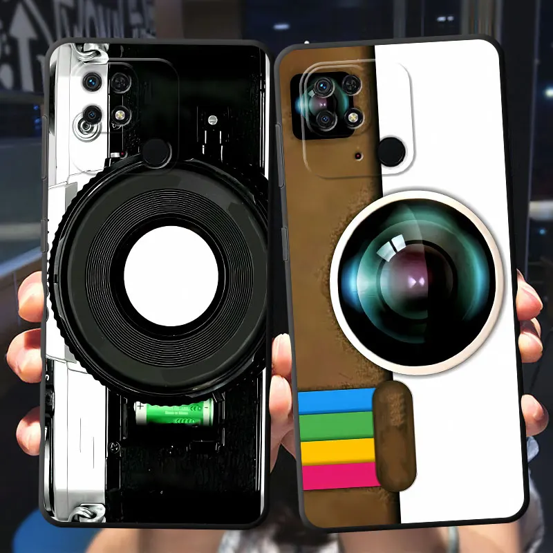 Retre Camera Phone Case for Xiaomi Redmi Note 11 Pro 11S 9S 12 9 8 7 10S 12S 8T 9T 13 Pro 10 12 Pro Cover Black Soft Coque