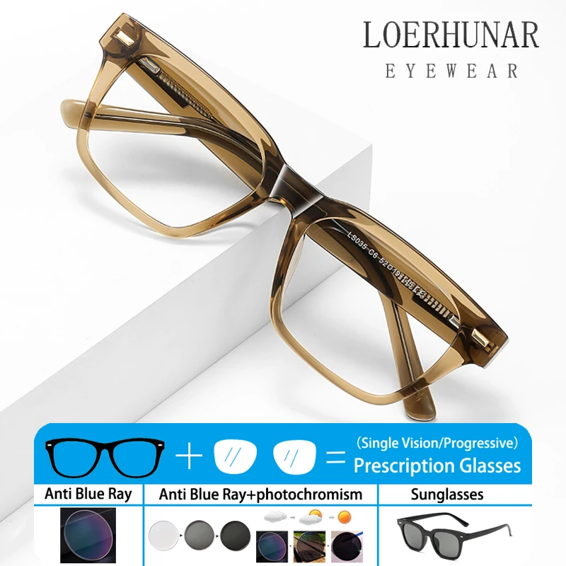 

Fashion Ultra-light Plug-in Acetate Square Men Eyeglass Frame Blue Light Blocking Optical Prescription Customized Myopia Glasses