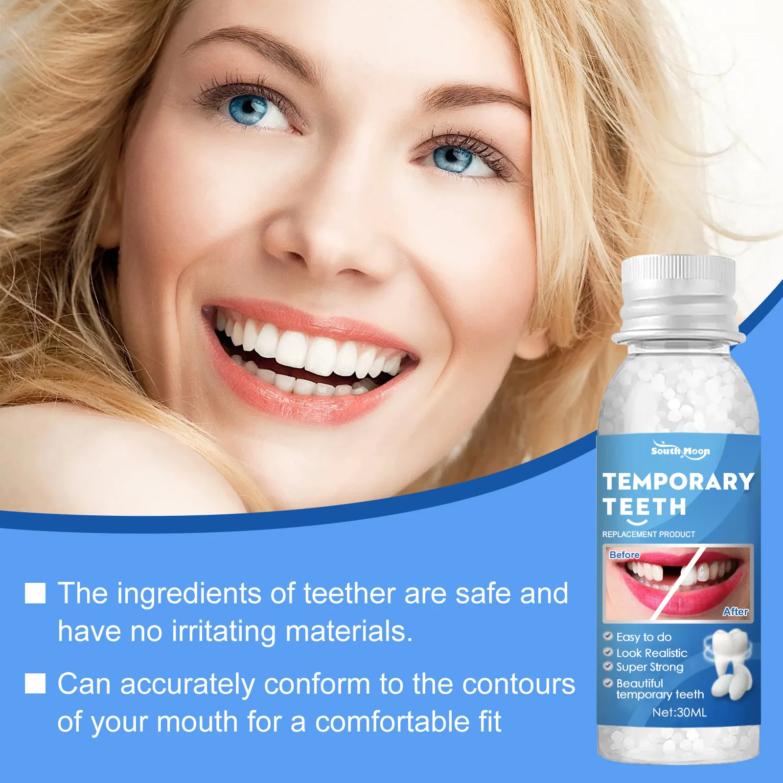الراتنج إصلاح الأسنان المؤقتة الغراء شكل فجوات الأسنان ملء الصلبة الغراء إصلاح الأسنان Falseteeth الغراء سلامة لوازم طب الأسنان