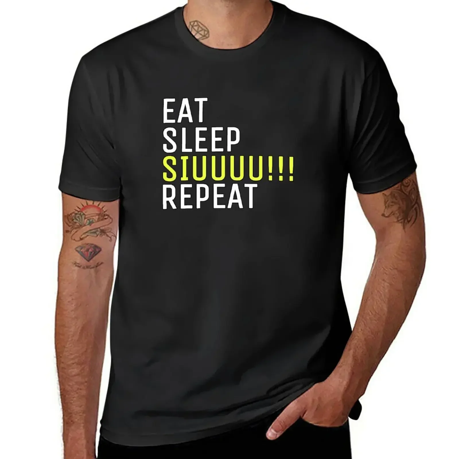 Eat sleep siuuu repeat T-Shirt cotton graphic tees custom t shirt fitted t shirts for men