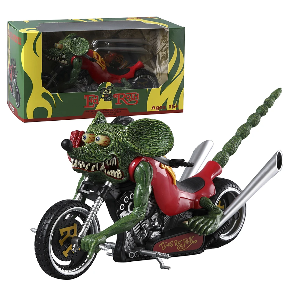 Rat Fink Motorcycle Action Figure Figurine Collectible PVC Model