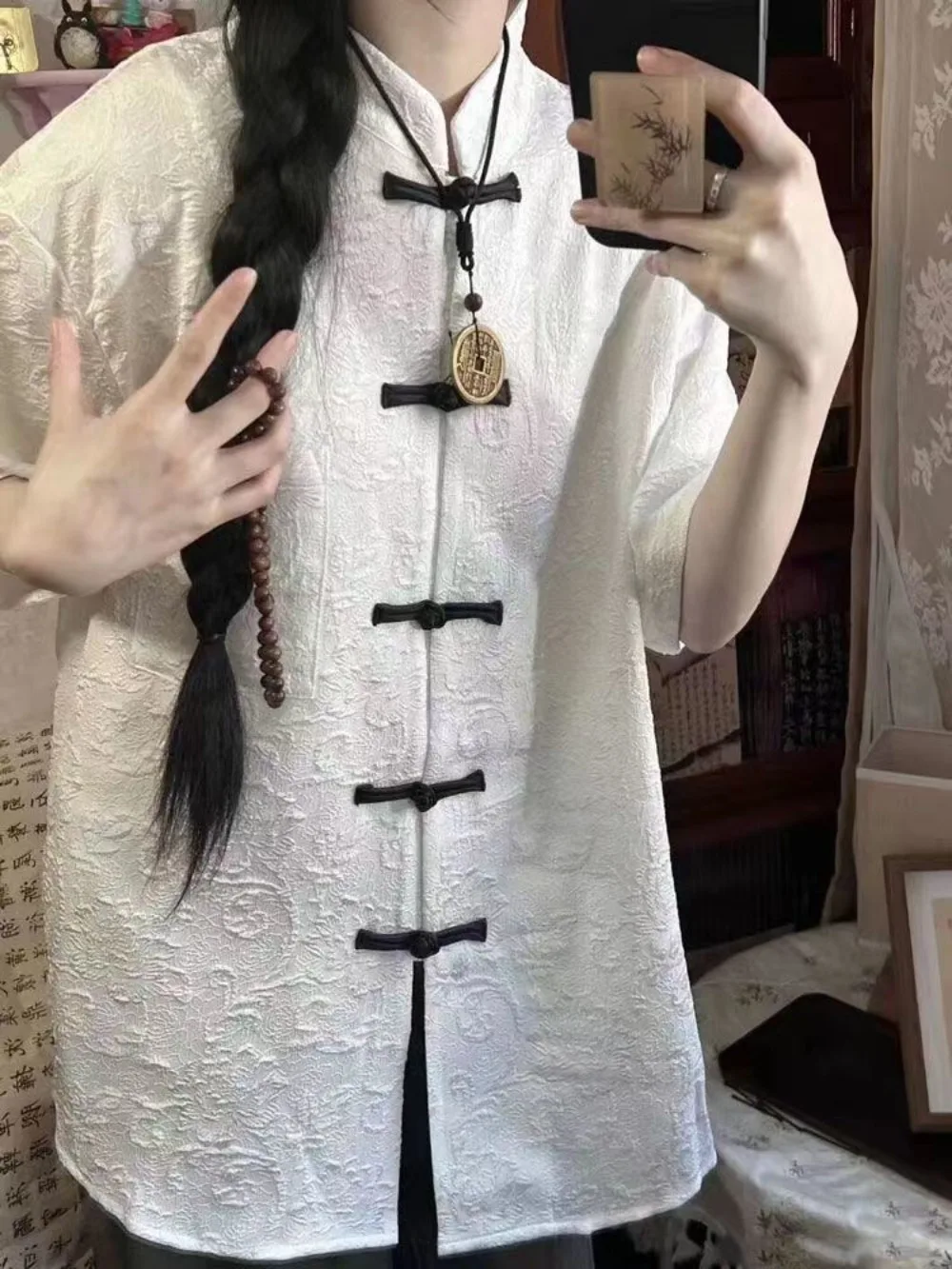 Vintage Blouse Women Black Shirt Stand Neck Long Sleeve Shirts Oversized Tops Harajuku Fashion Blouses Gothic Blusas De Mujer