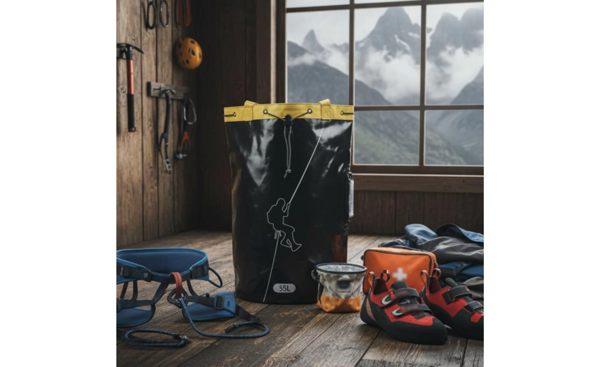 Rope Storage Backpack Drawstring Closure Climbing Rope Backpack Outdoor Gear Drain Hole Carry Handles for Climbers