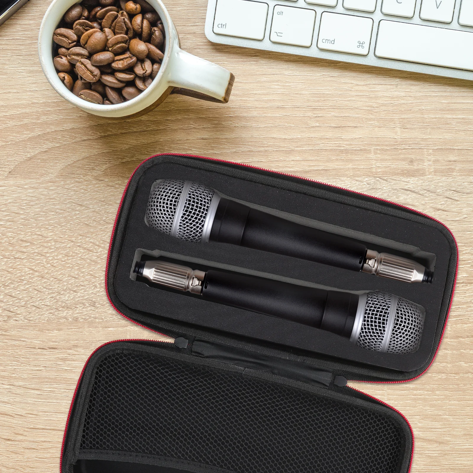 

Premium Microphone Storage Bag Shockproof Portable Carrying Case for Travel Mic Accessories Organizer Zippered Protection Pouch