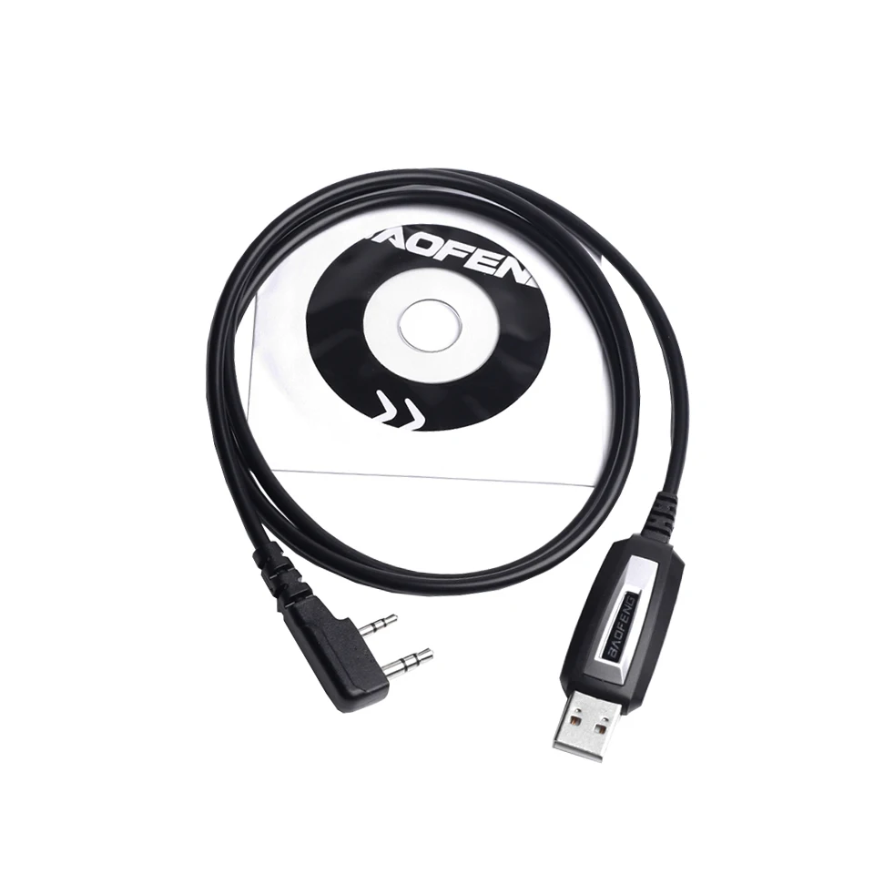 Cable de programación USB de dos pines para walkie-talkie, compatible con Kenwood TYT Baofeng, UV-5R, UV-82, 888S, F8, TK3107, 2207, 2307, Win XP 7/8