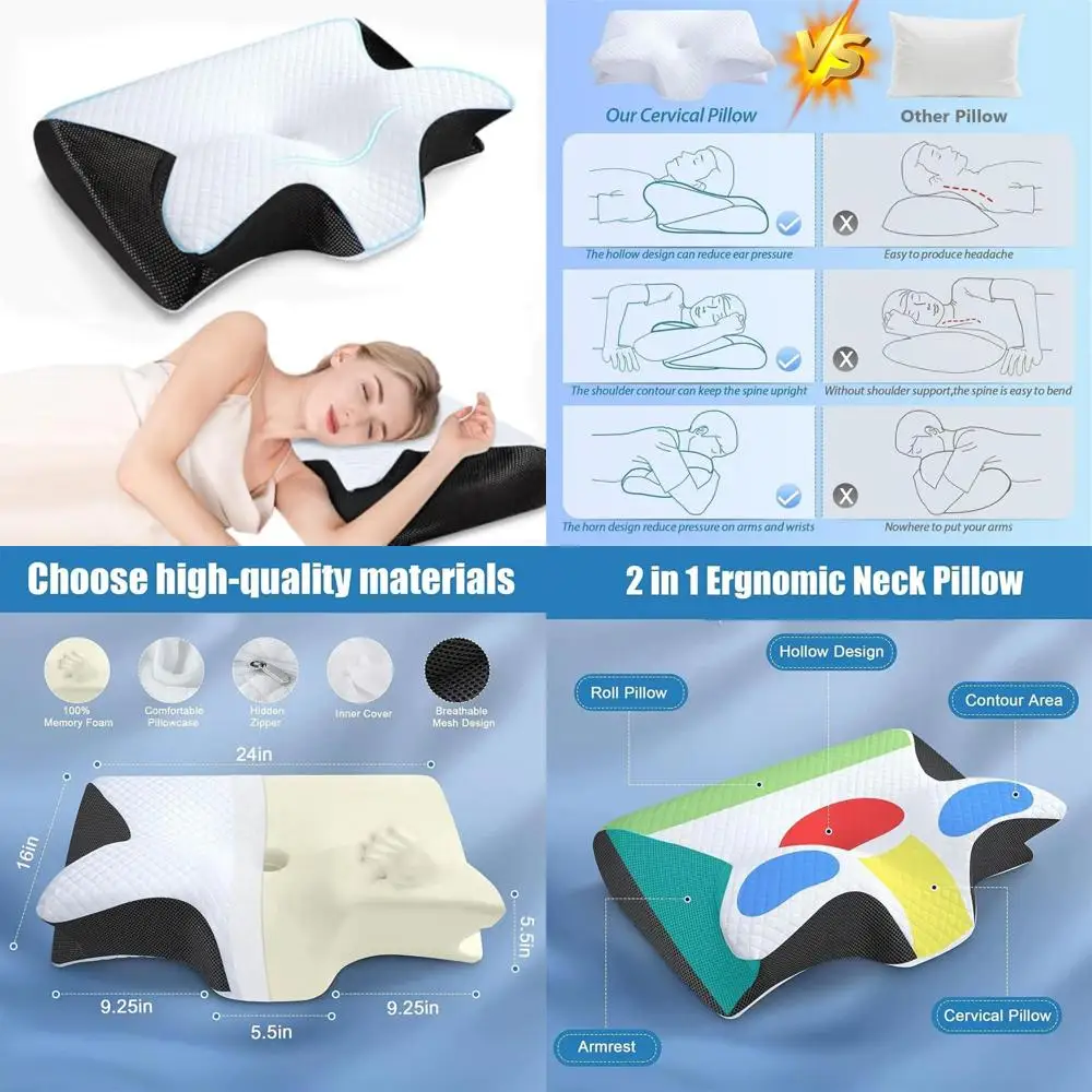

Ergonomic Memory Foam Pillow for Neck Support and Comfortable Sleeping Positions