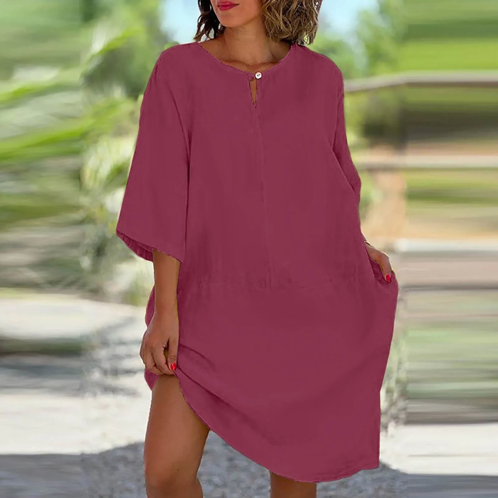 

Women's Cotton Beach Shirt Dress Summer Casual Cover-ups Midi Dresses 2023 Fashion Solid Loose Tunics Female Vestidos Robe