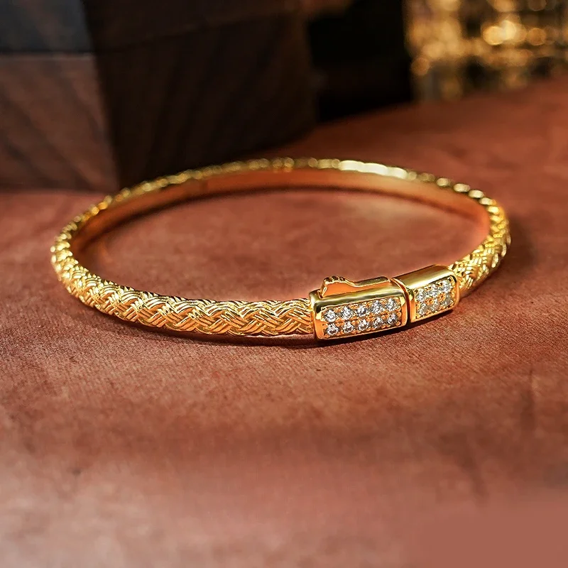 925 silver gold wheat ear bracelet with vintage gold plating and high-end craftsmanship, ensuring peace of mind for the ears!