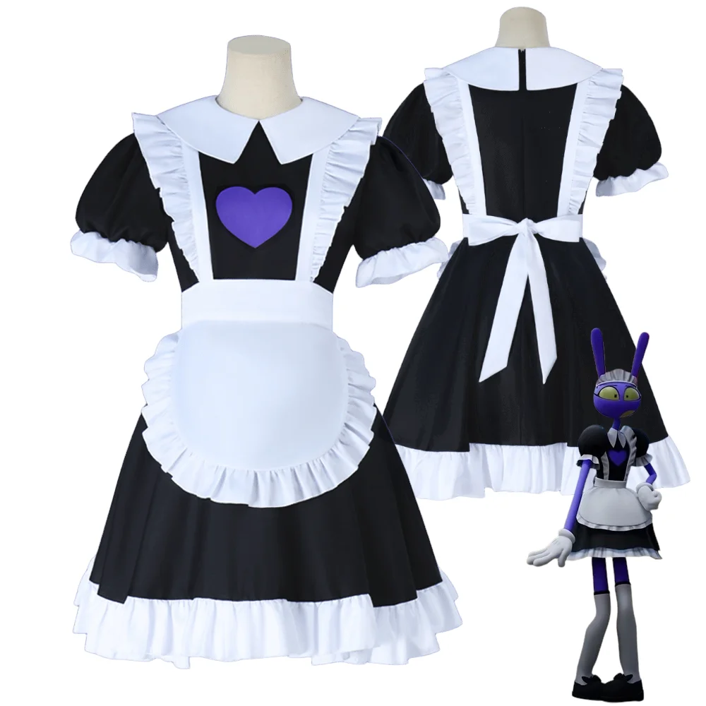 

The Amazing Digital Circus Jax Cosplay Costume Anime Jax Maid Dress Uniform Outfit for Female Halloween Party Stage Performance