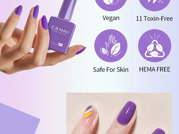 Verbessertes HEMA FREE CANNI Nagelgel-Nagellack-Set, hellviolette Kollektion, geleerosa, natürliches französisches Nageldesign, Soak Off UV-LED-Nägel – Detail 9