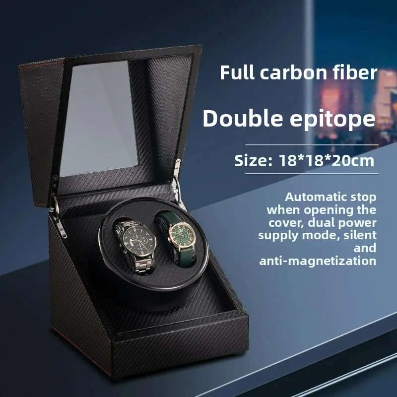 Carbon Fiber Automatic Watch Winder Box Dual Power Anti Magnetic Rotating Display Case Interval Settings for Men Gift 시계 와인더