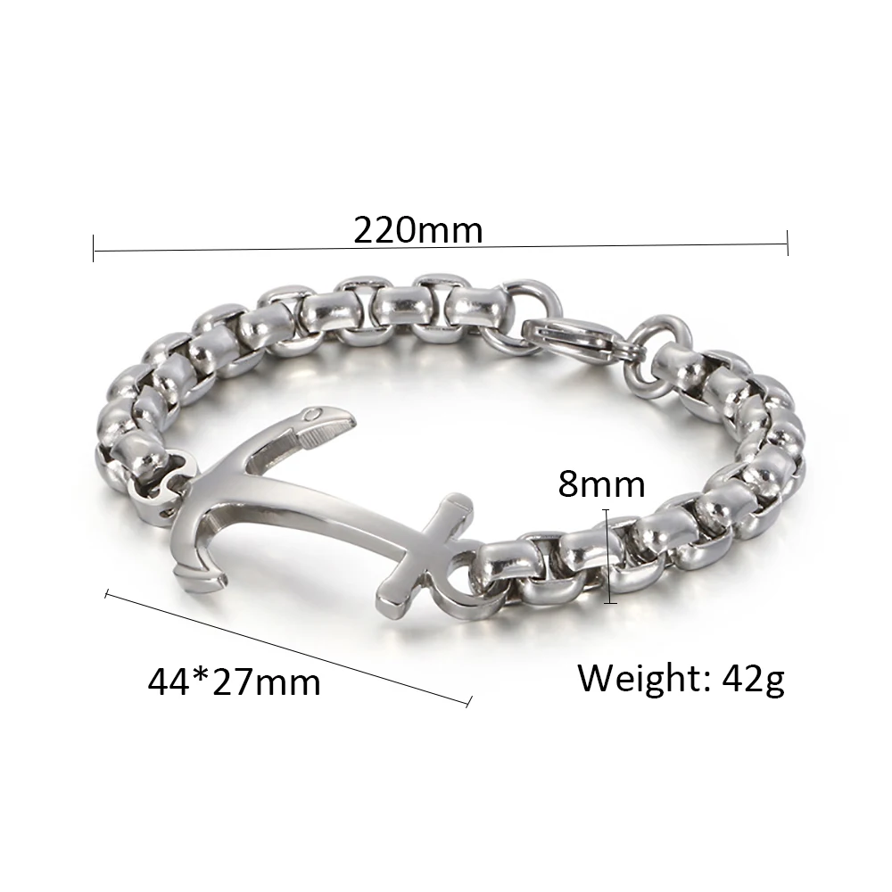 Individuality Vintage Ship anchor Model Metal Men's Bracelet 316L Stainless steel Lover Hip Hop Bracelets Jewelry Dropshipping