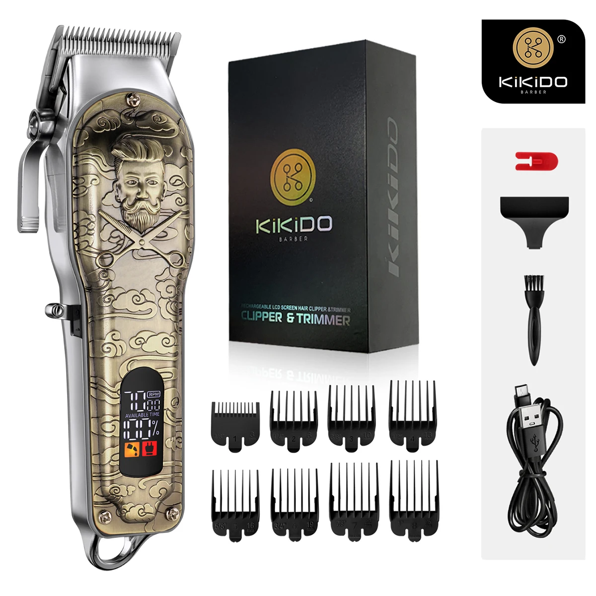 KIKIDO 7000 RPM Professional Electric Hair Clipper Precision Barber Hair Trimmer for Men Powerful Hair Cutting Machine with LCD