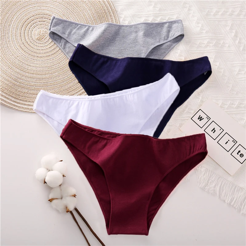 1PC Women Cotton Briefs Underwear Comfortable Women Panties Plus Size Female Underpants 7 Solid Color Breathable Lingerie M-2XL