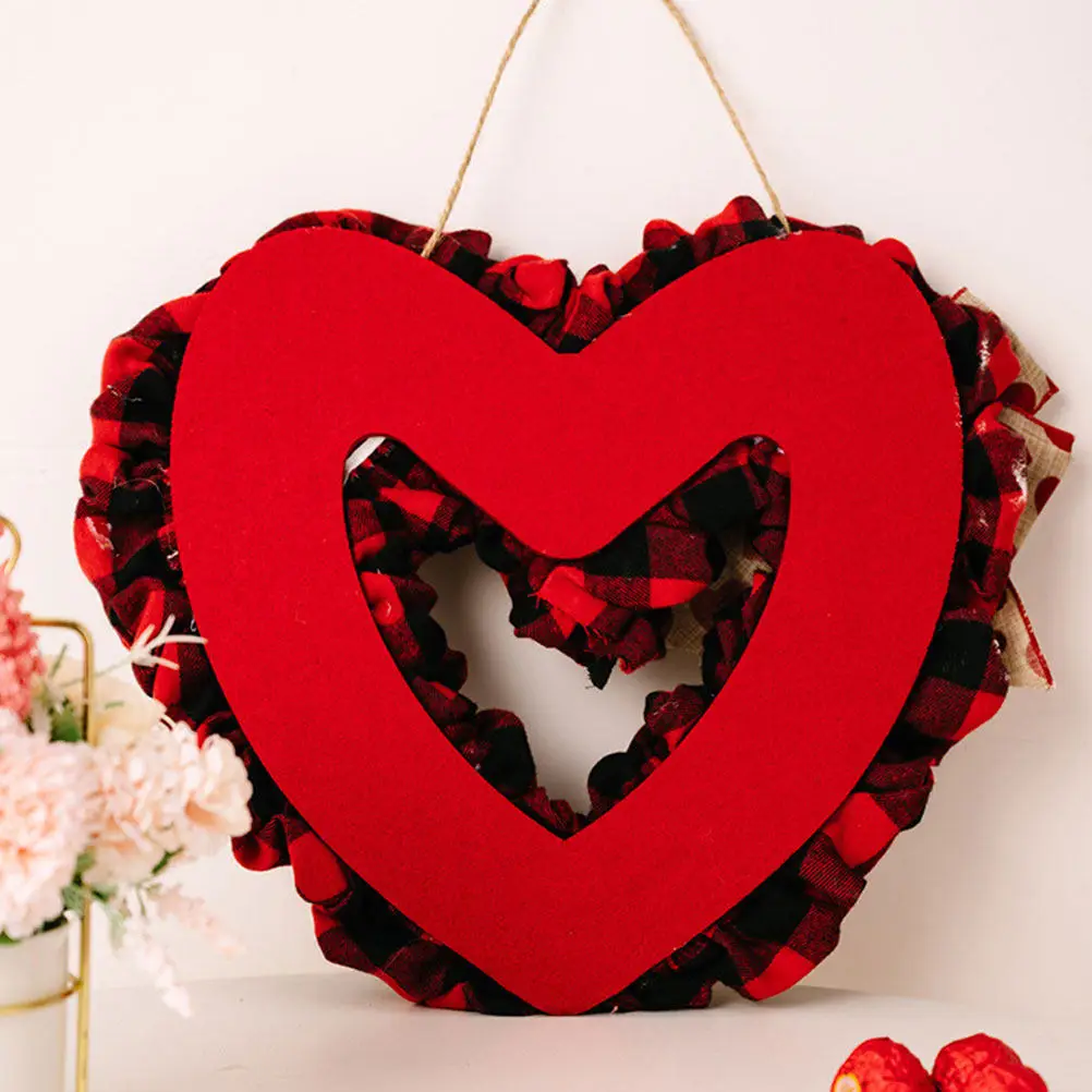 

Valentine Heart Wreath Safe Polyester Heart Shaped Garland Hanging Decor Romantic Party Wedding Anniversary Wedding Wreath Decor