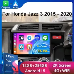 For Honda Jazz 3 2015 - 2020 Fit 3 GP GK 2013 -2020 RHD LHD 2K QLED Android 15 Car Radio Multimedia Video Player GPS 4G CarPlay