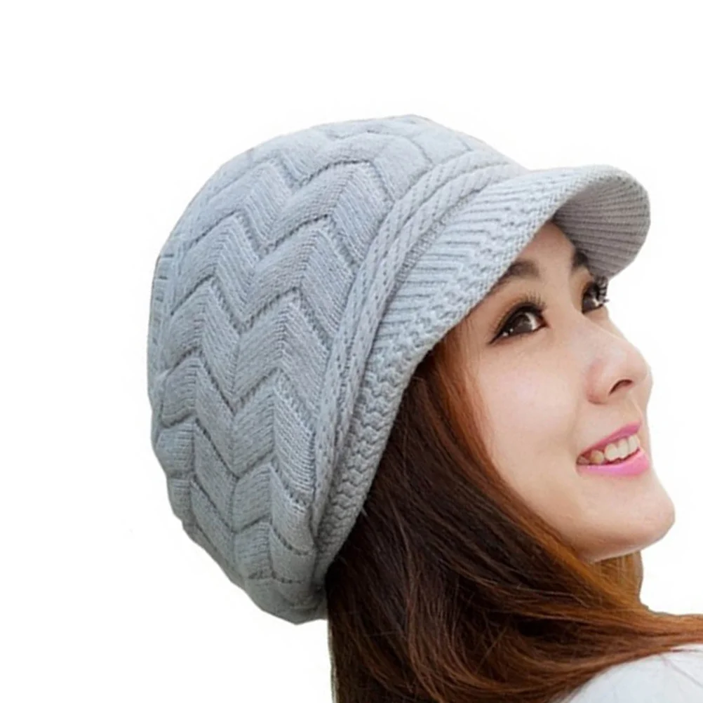 

Winter Women Wool Cap Purple Color High Quality Knit Ear Protection Wool Warm Cap Hat Cold Weather Snow Days Gift