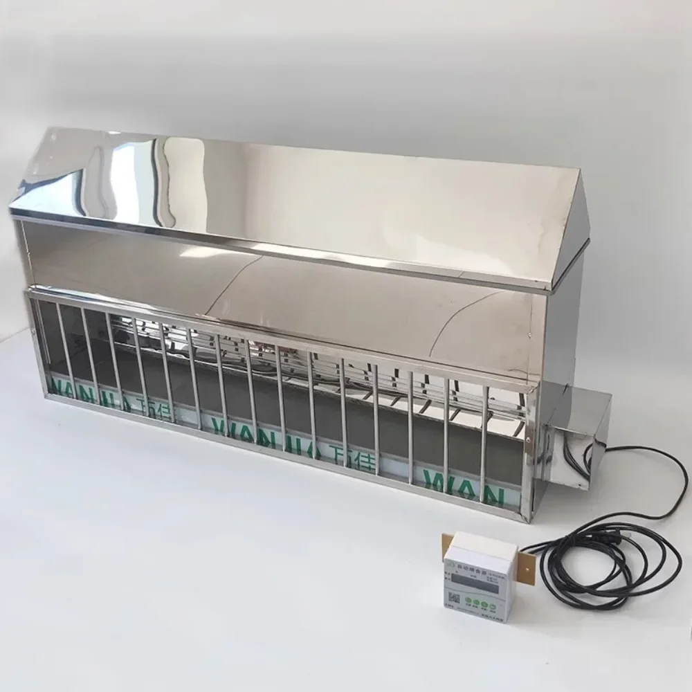 Automatic pigeon feeder, timed feeding trough supplies, stainless steel chicken and duck