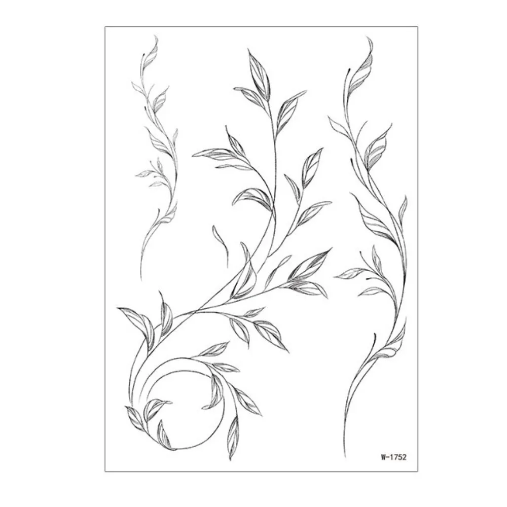 Make Up Leaf Temporary Tattoos Long Lasting Waterproof Black Flower Tattoo Stickers Facial Art DIY Sketch Style Stickers