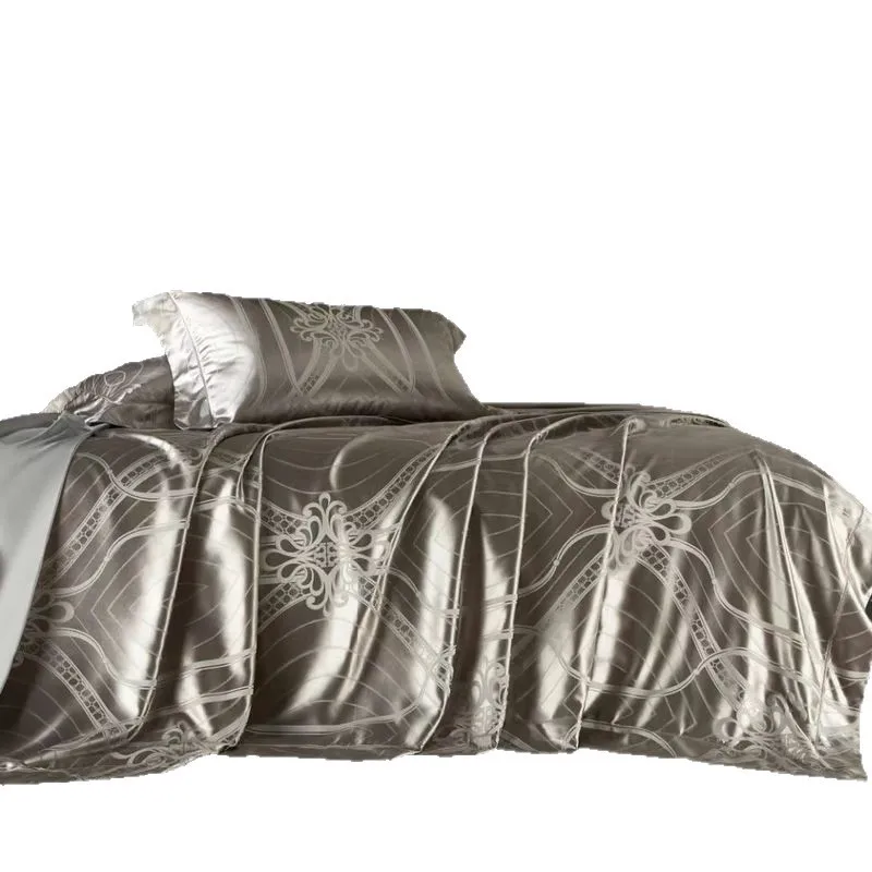 

Embroidery four-piece bedding silk quilt cover Nordic style high-end luxury