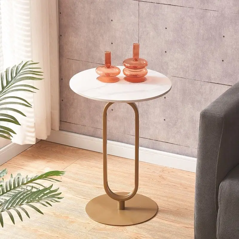 

Morden Gold Роскошный табурет Маленькая кофейная мебель Гостиная Золотая металлическая основа Сланец Круглый диван Приставной столик