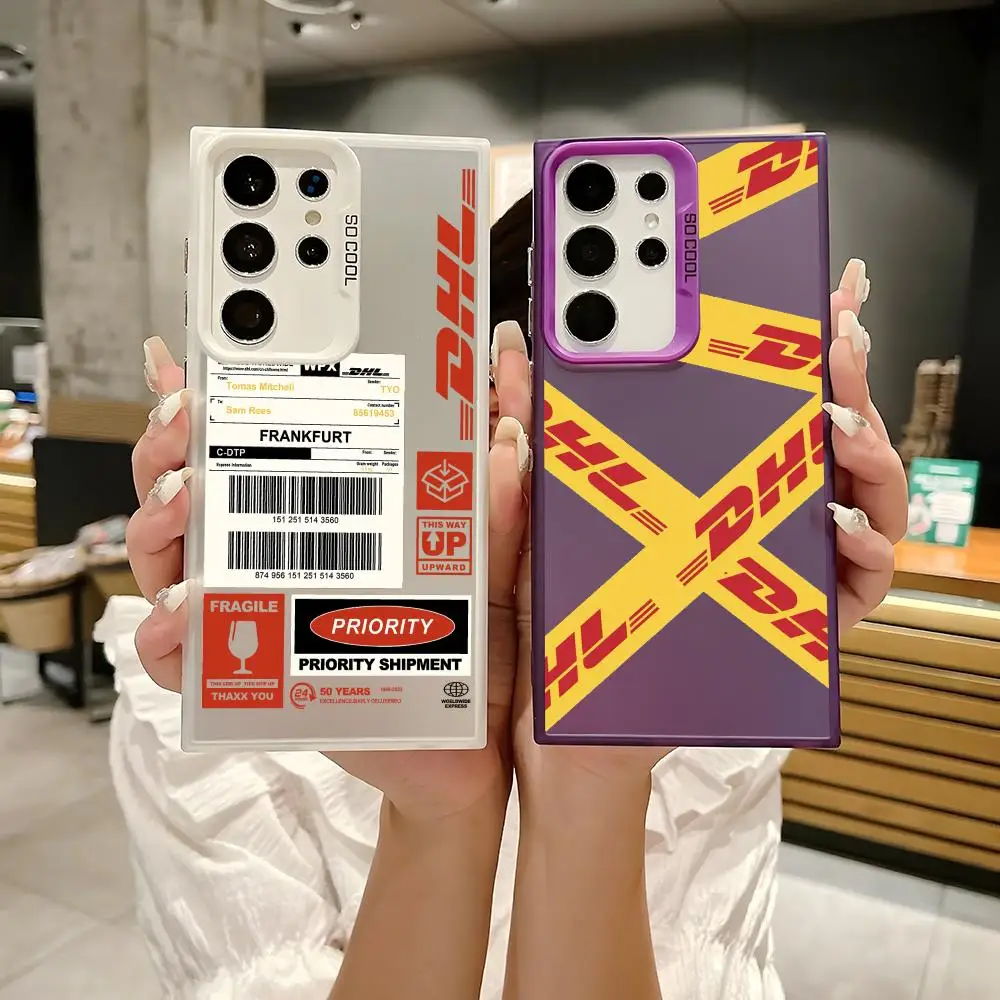 Fashion Logo D-DHLs Phone Case For Samsung Galaxy S25 Edge S24 S23 S22 S21 S20 Ultra Funda Silicone Colorful Silver Phone Case