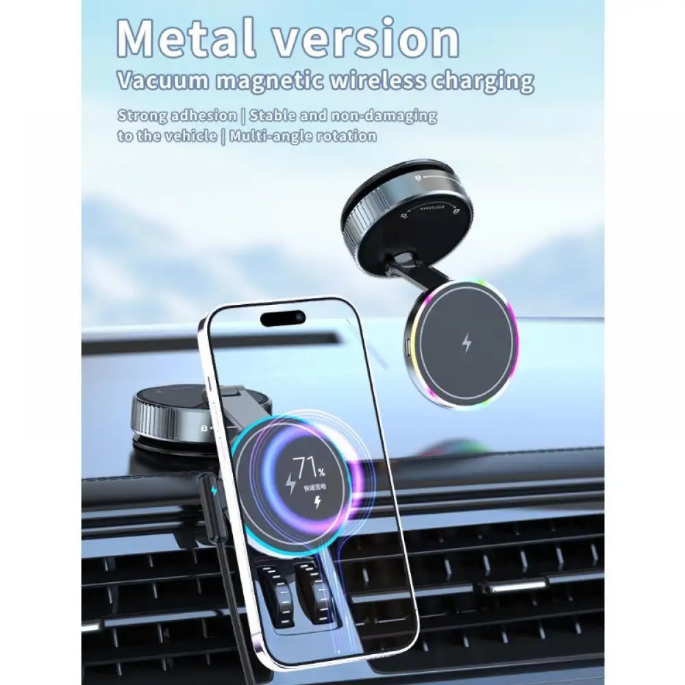15W Kabelloses Ladegerät 360 Grad Drehbare Vakuum-Autohalterung Magnetische Autohalterung Vakuum-Handyhalterung für iPhone Samsung Xiaomi – Detail 4