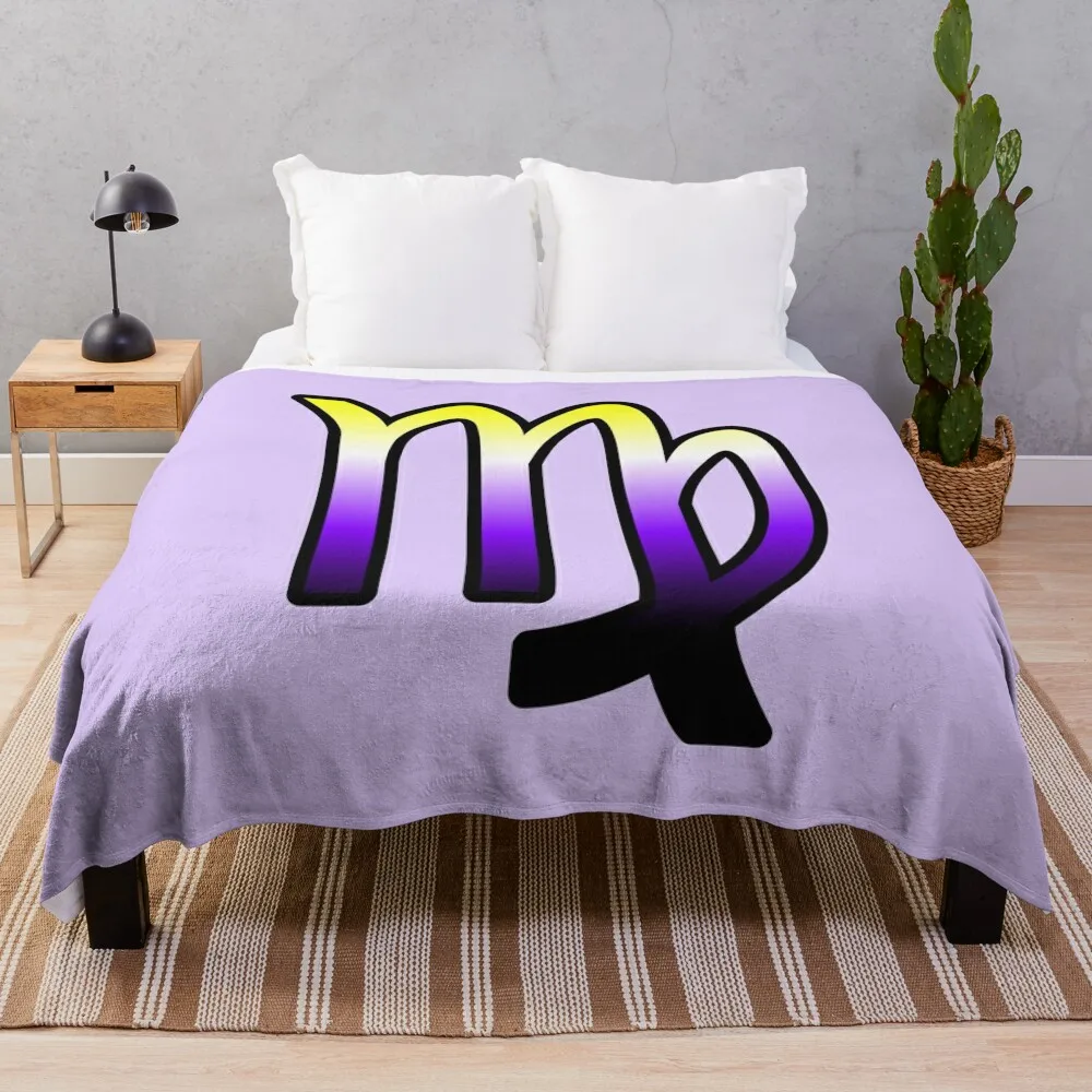 Virgo Nonbinary Pride Symbol Throw Blanket blankets and throws Camping Giant Sofa Winter beds Blankets