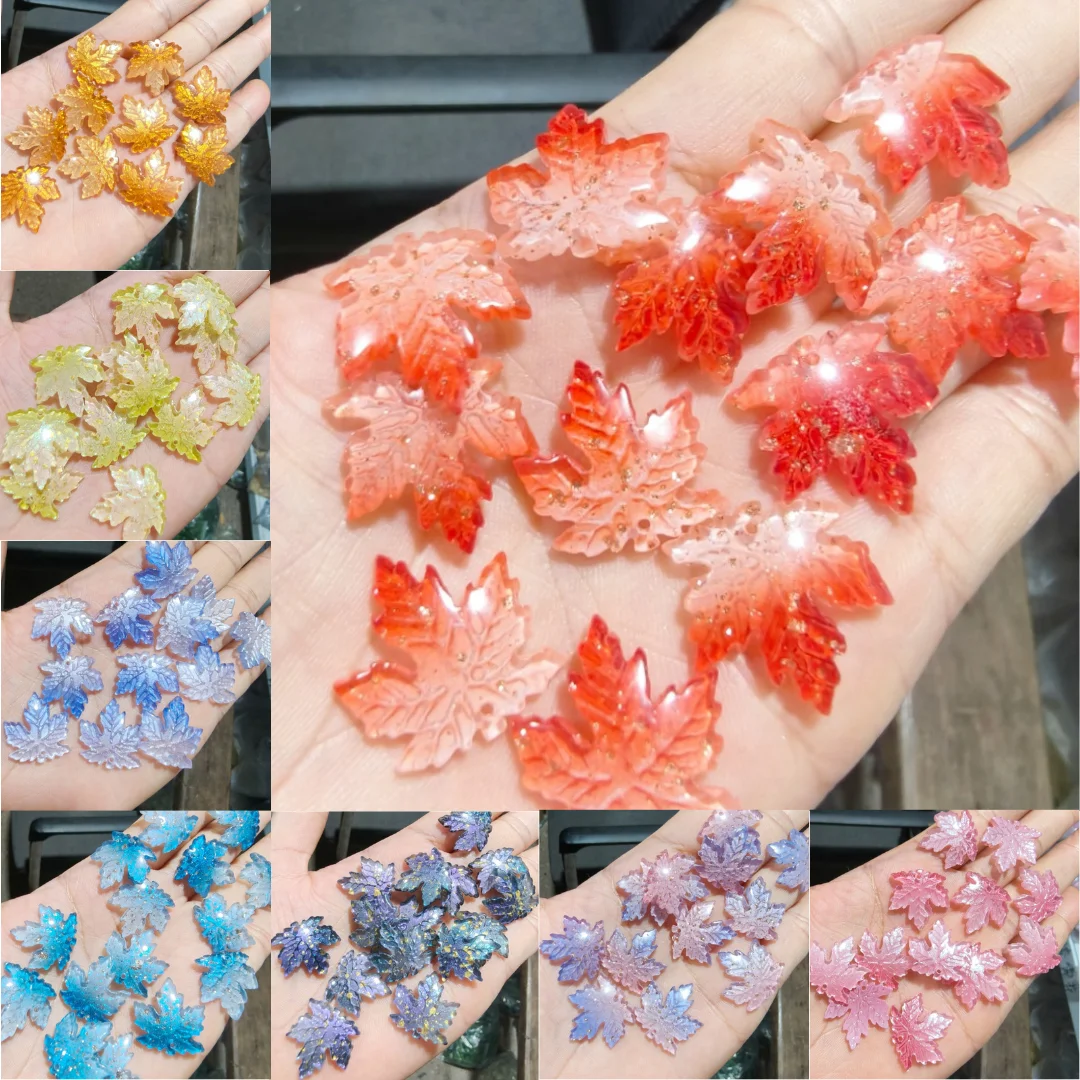 10pcs 20MM Retro Petals Maple Leaf Glass Beads Loose Spacer Beads Charms For DIY Jewelry Making Bracelet Headwear Accessories