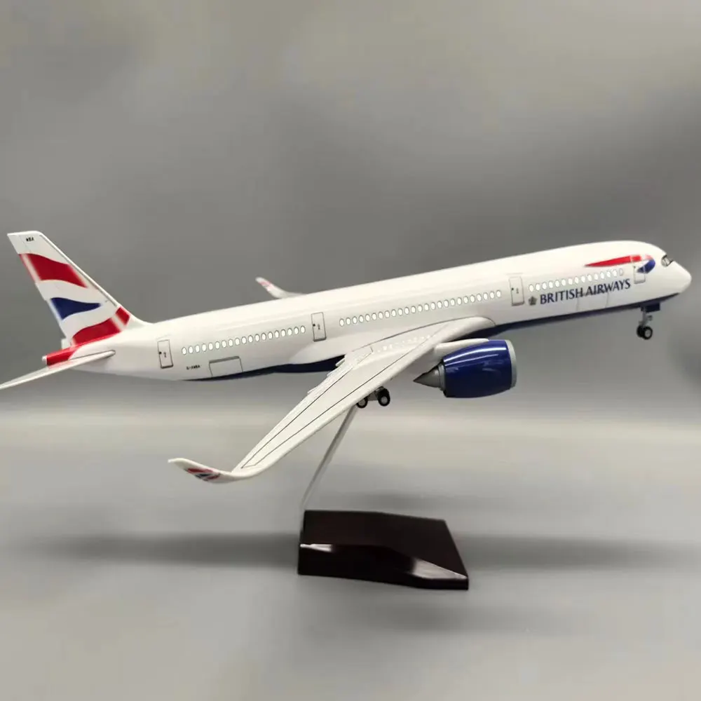 طائرة أطفال اللعب مقياس 47 سنتيمتر الخطوط الجوية البريطانية A380/A350/B777/B747/B787 طائرة دييكاست نموذج طائرة مع مصباح ليد هواية النموذج