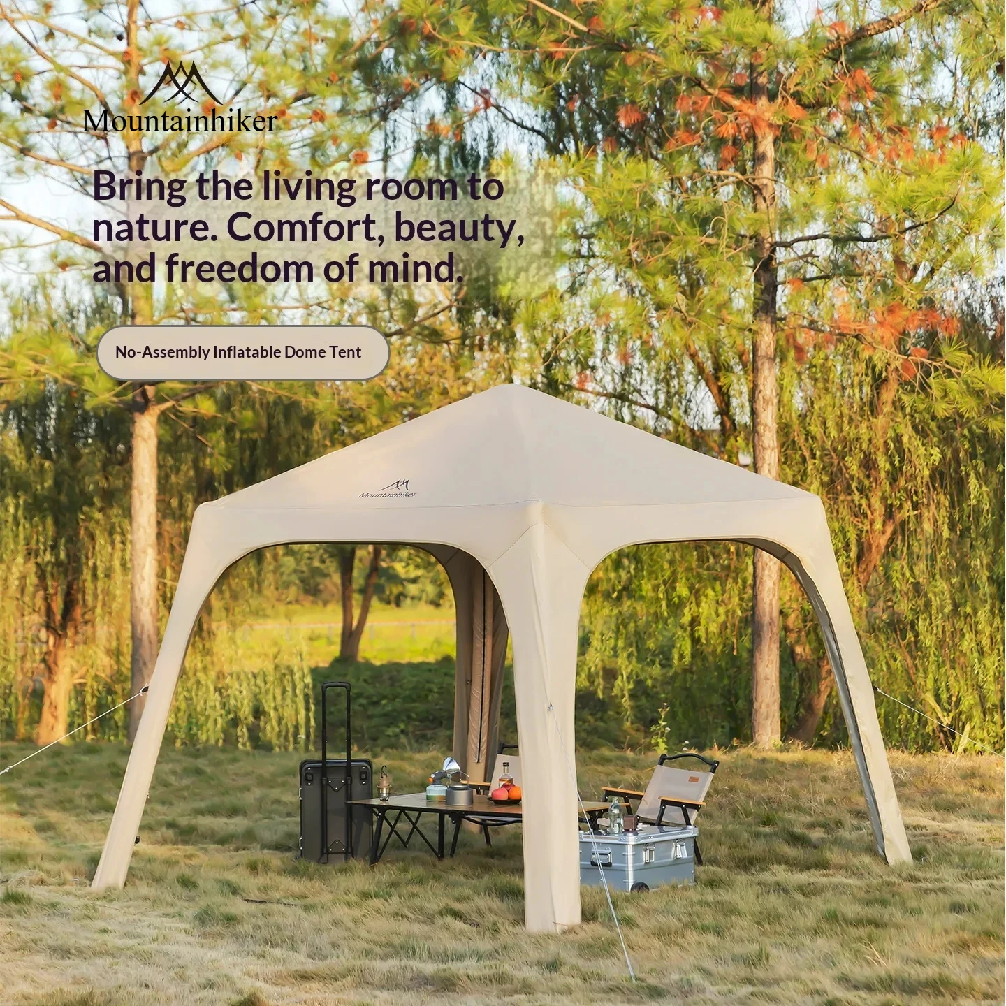New Inflatable camping tent, easy to set up, suitable for all seasons, accommodates 4-6 people, outdoor-style dome tent, 2000+