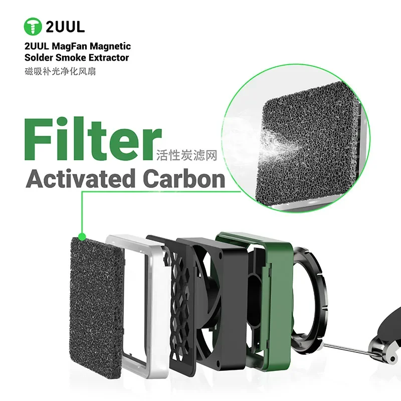 2UUL FE11 MagFan Magnetic Solder Smoke Extractor Smoke Purifier Fan for Phone PCB Motherboard Soldering Repair Tools