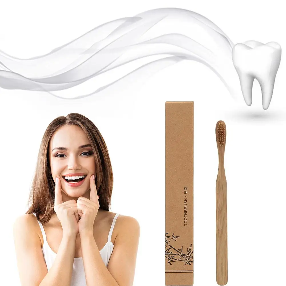 30Pcs Disposable Toothbrushes Natural Bamboo Toothbrushes Bamboo Charcoal Soft Bristles Eco Friendly Oral Care Toothbrushes