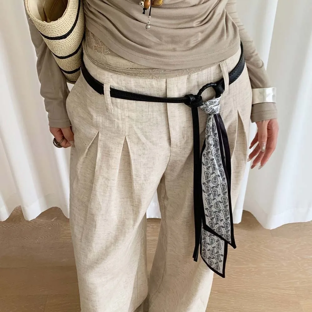 

Ethnic Style Cashew Printed Belt Adjustable PU Retro Jacquard Waistband Bohemian Style Skirt Accessories Silk Tie Design Belt