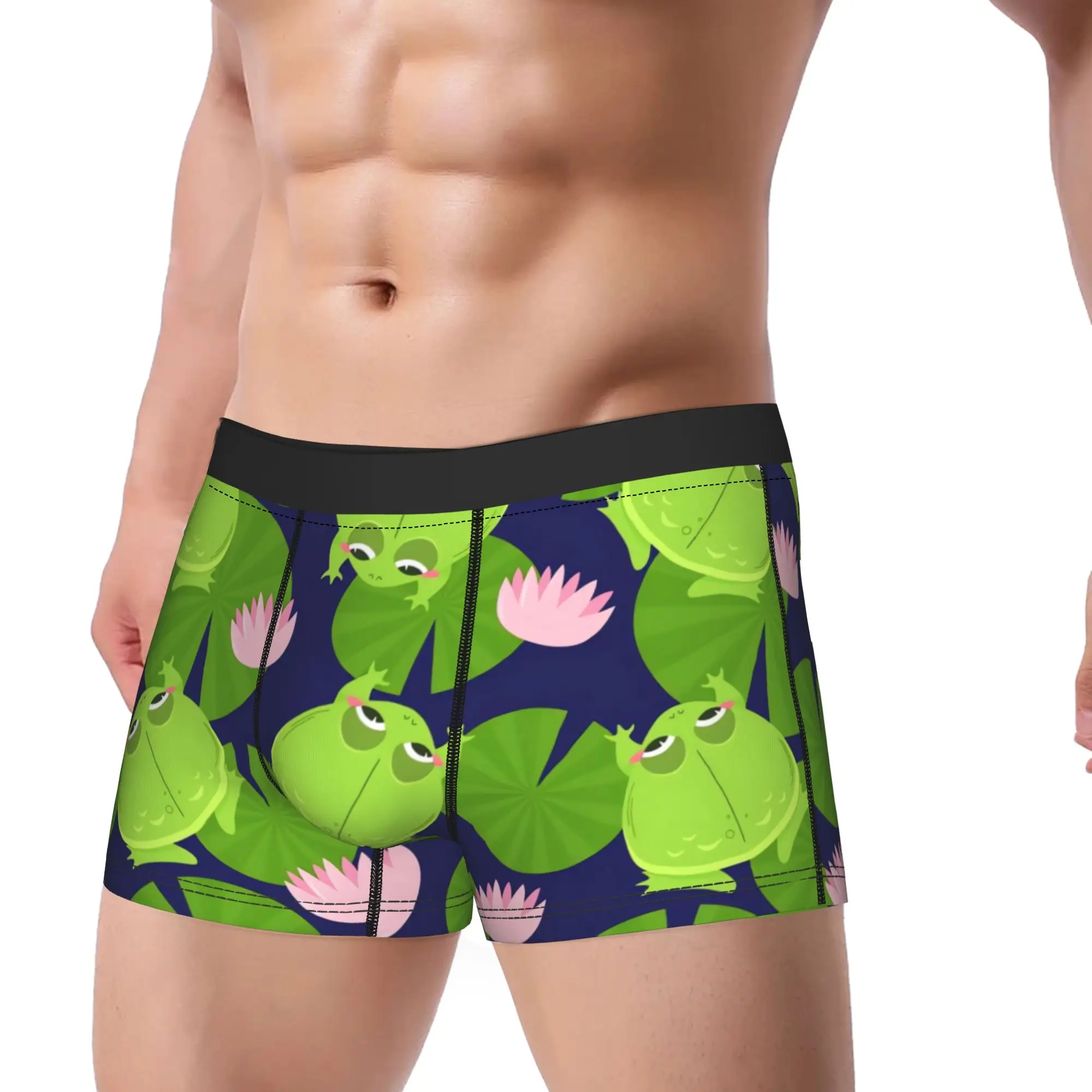 Cartoon Frogs Pattern ()()(1) Trunk  Pouch Underwear Quality Customs Shorts Briefs Novelty Male Panties Big Size 2XL