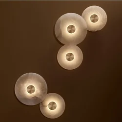 Luxury Spanish Natural Marble Wall Lamp Living Room TV Background Wall All Copper Bedroom Bedside Led Light Home Decor Lighting