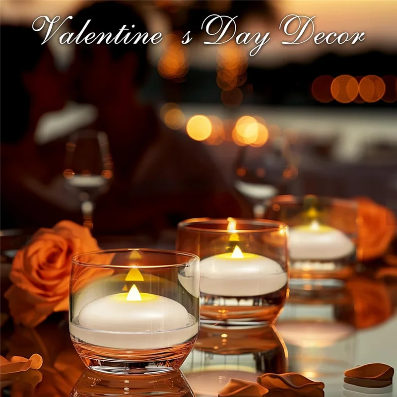 ABGH-24 White Flameless Waterproof Tealights, Battery-Operated Floating LED Candles For Cylinder Vases With 200 Hours Life