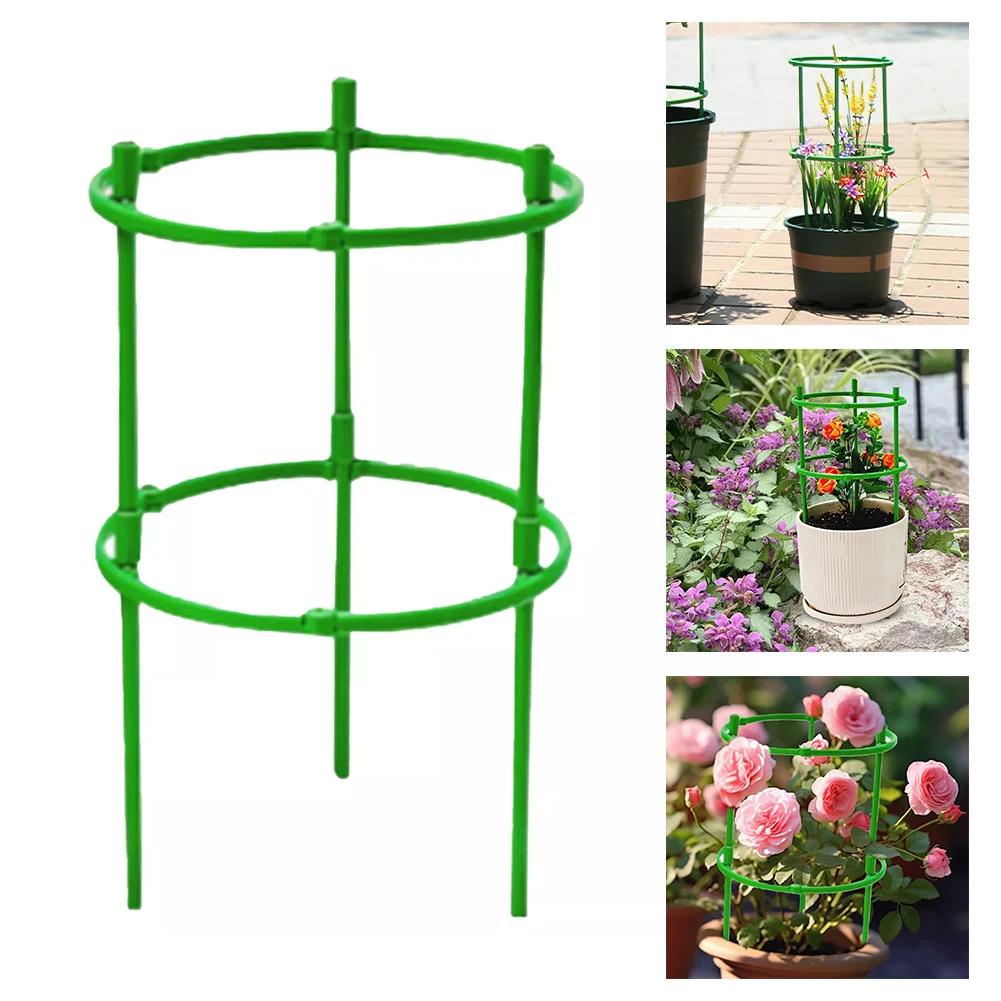 1/2/3/4/5pcs Plant Support Plant Stakes Round Plant Support Ring Plastic Plant Cage Holder Flower Pot Climbing Trellis