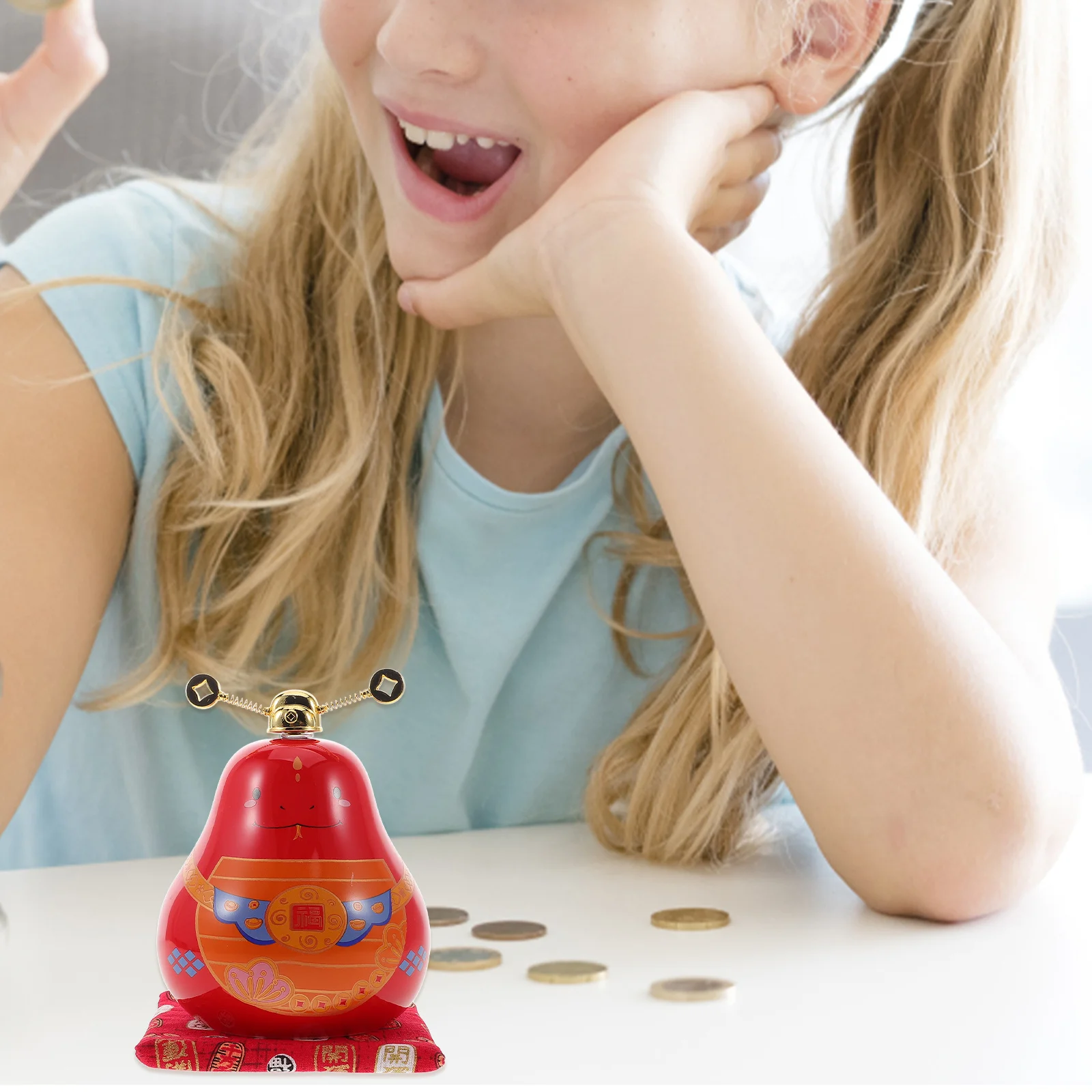 

Ceramic Snake Year Piggy Bank Decorative Coin Saver Desktop Money Box Cute Savings Jar for Cash Saving Snake Figurine Bank