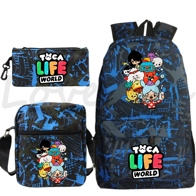 3 Piece Set Toca Life World Backpack Students Girls School Bags Backpacks Teens Travel Bag Toca Boca Rucksack Gift Bookbag