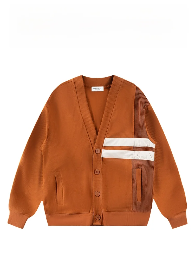 

BAIRBAOLIY Trendy V-Ne Open Cardigan Men's Faionable Casual Comfortable Sweatirt Jaet Stand Fit Long Sve Cotton...