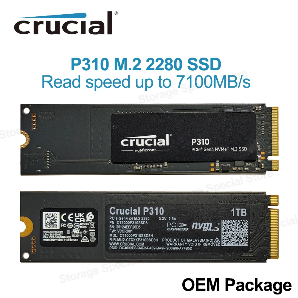 الأصلي حاسمة P310 SSD NVMe M.2 2280 محرك الحالة الصلبة الداخلي PCIe Gen4 قراءة ما يصل إلى 7100 ميجابايت/ثانية ثلاثية الأبعاد NAND SSD 1 تيرا بايت القرص الصلب #1