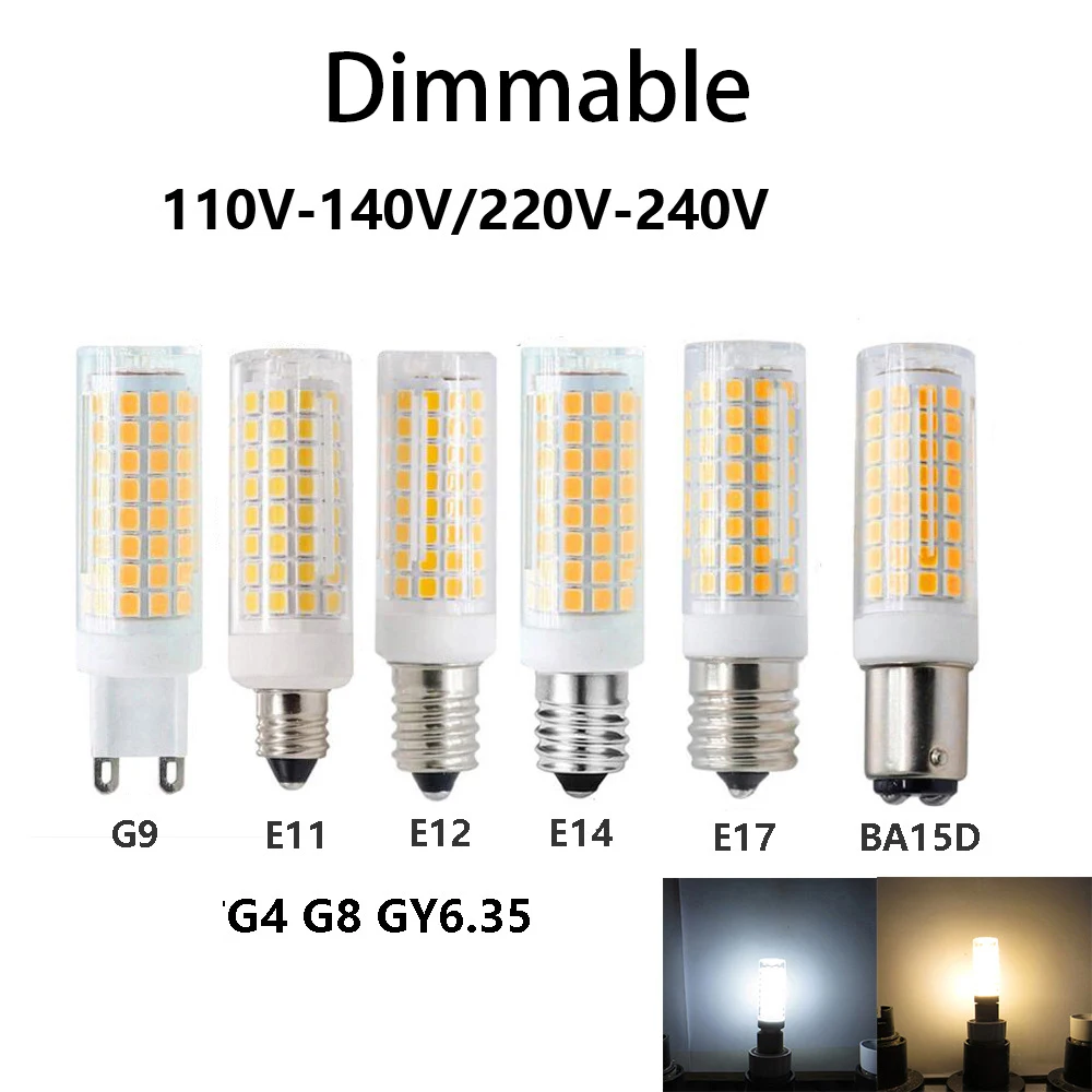 

5pcs 10W G4 E11 E12 E14 E17 BA15D G8 GY6.35 LED corn crystal Bulb SMD2835 led Crystal Spotlight chandelier Bulb AC 110V 220V