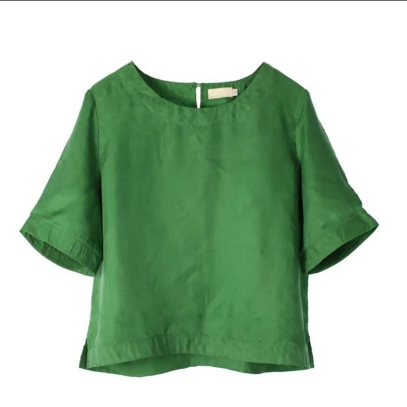 Women's Summer Hedging Silk Blouse Female Shirt Lady Tops Hot Sale 20% Silk Hot Sale